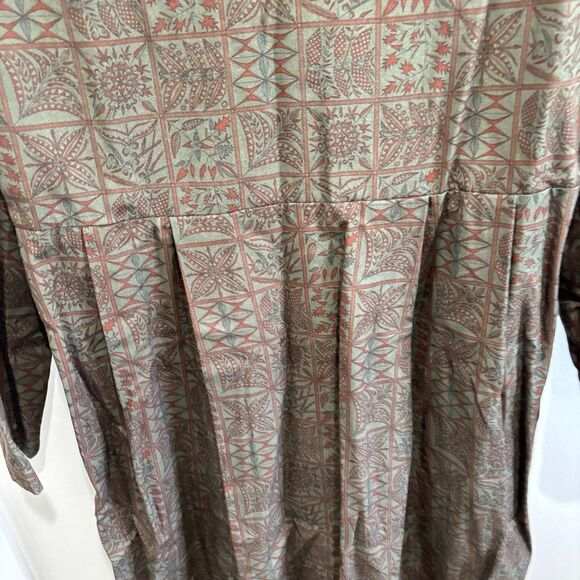 Peruvian Connection Women's Pima Button Down Maxi Coat Dress Green Brown Size M - Picture 8 of 8